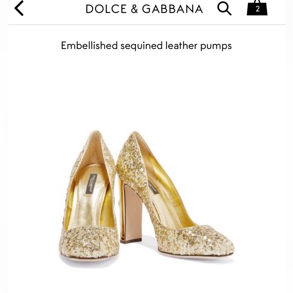 Dolce & Gabbana bejeweled sequined gold heels size 37
